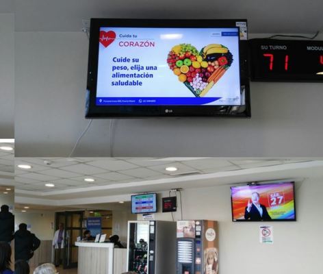 Foto de Circuito de 5 pantallas de TV -  Sala de espera Clínica Los Andes